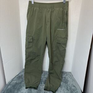 YoungLA Jogger Pants Mens S Green Cargo Commuter Stretch Cuffed Hem Gorpcore